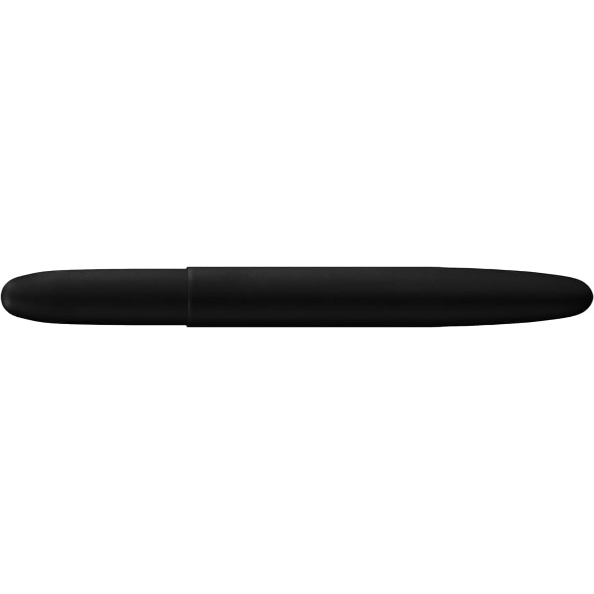 A sleek black space pen featuring a smooth, rounded design and a subtle logo.