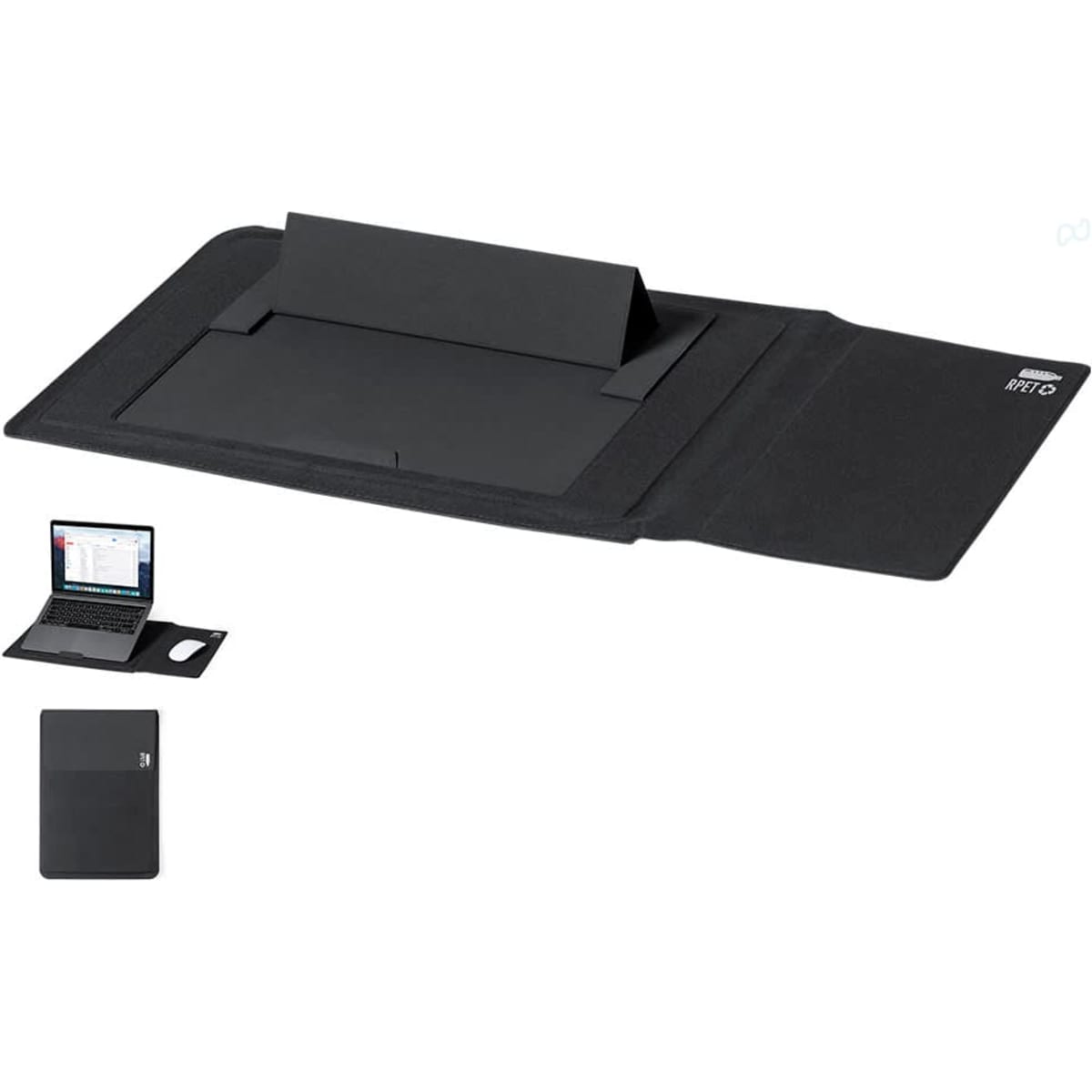 A black laptop bag featuring a padded compartment, an elevated slot for devices, and a smooth exterior.