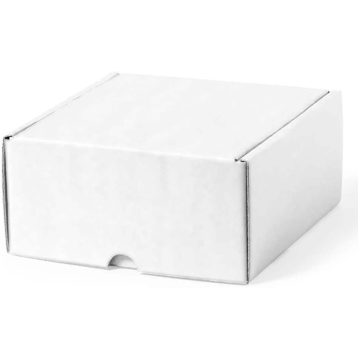 A plain white box with a flap opening, designed for packaging or gifting items.