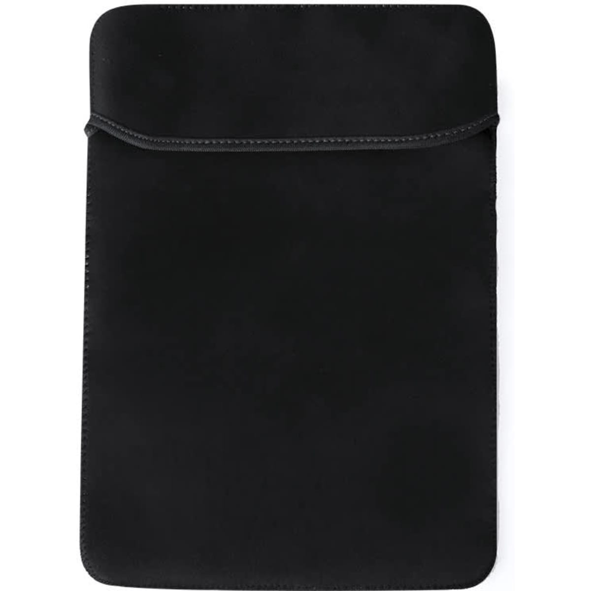 A black laptop pouch with a smooth finish and a simple design. It features a secure top closure and has a logo.