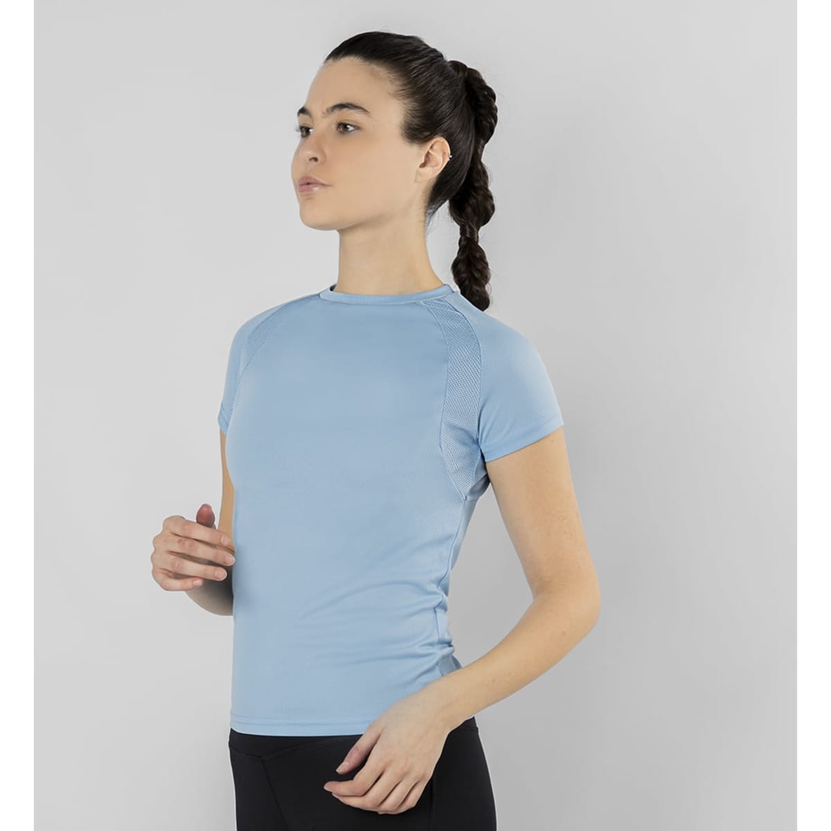 A light blue Sappor T-Shirt with a fitted design and short sleeves, featuring a logo on the front.