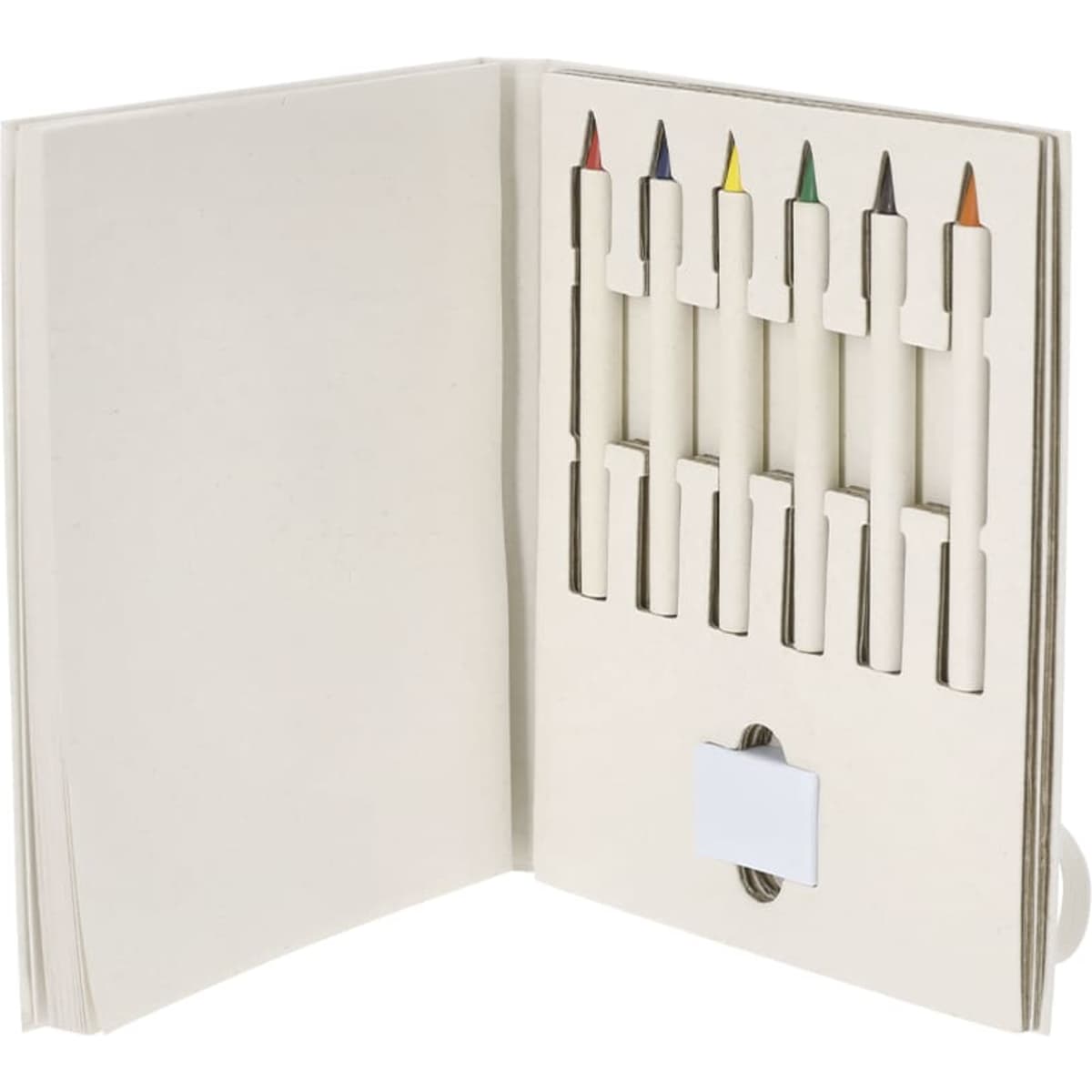 A gift set featuring coloured pencils in a compact case with space for drawing or writing.
