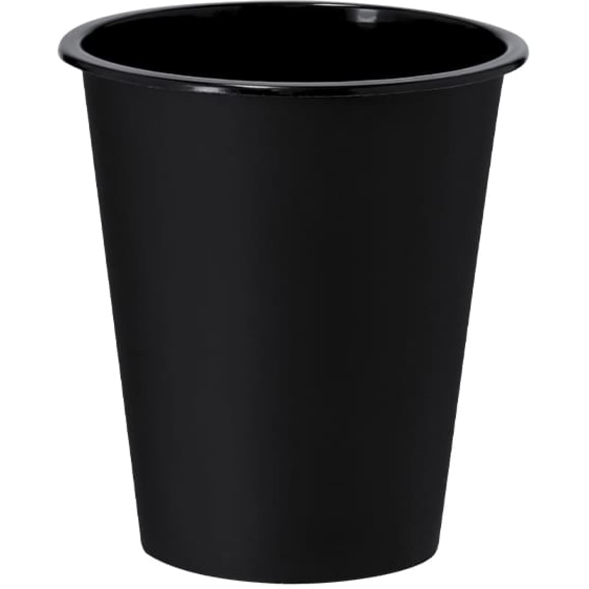 A drink bottle in a sleek black design, made from plastic, suitable for various beverages. Features a logo.