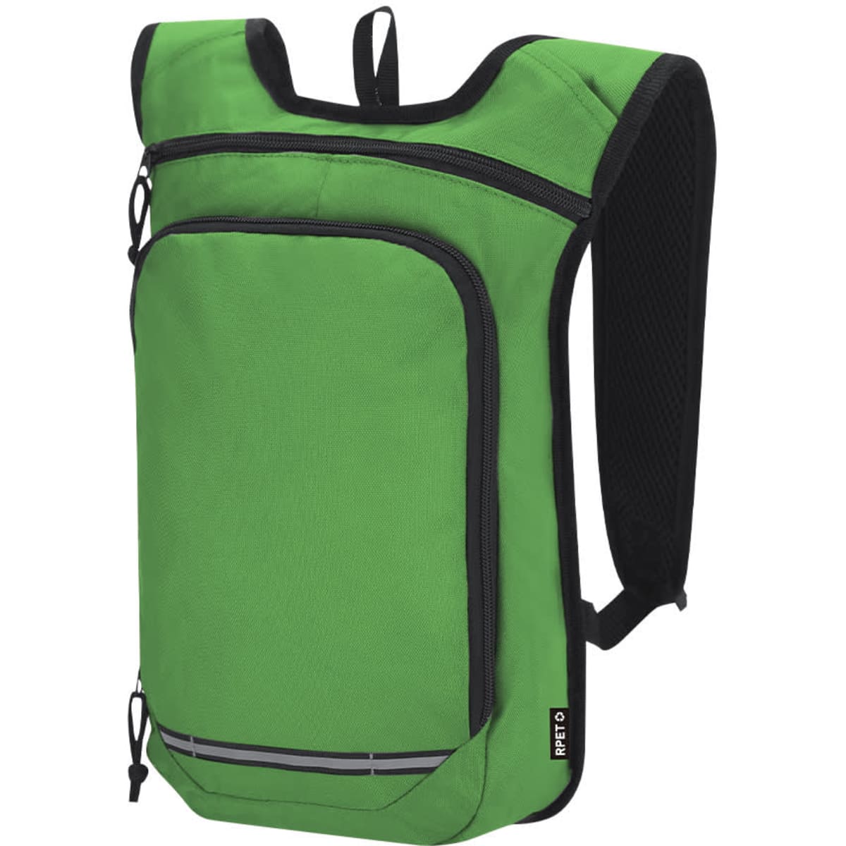A green Rinix backpack with black accents and a front pocket, featuring a logo on the side.