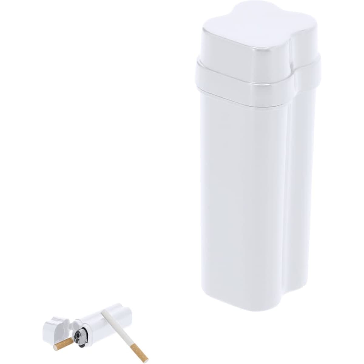 A white promotional bag with a unique shape and a logo, featuring a matching drink bottle.