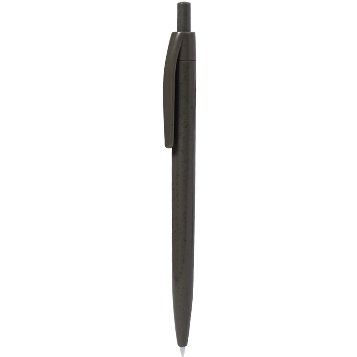 A black pen with a sleek design and a clip. The pen features a logo near the top.