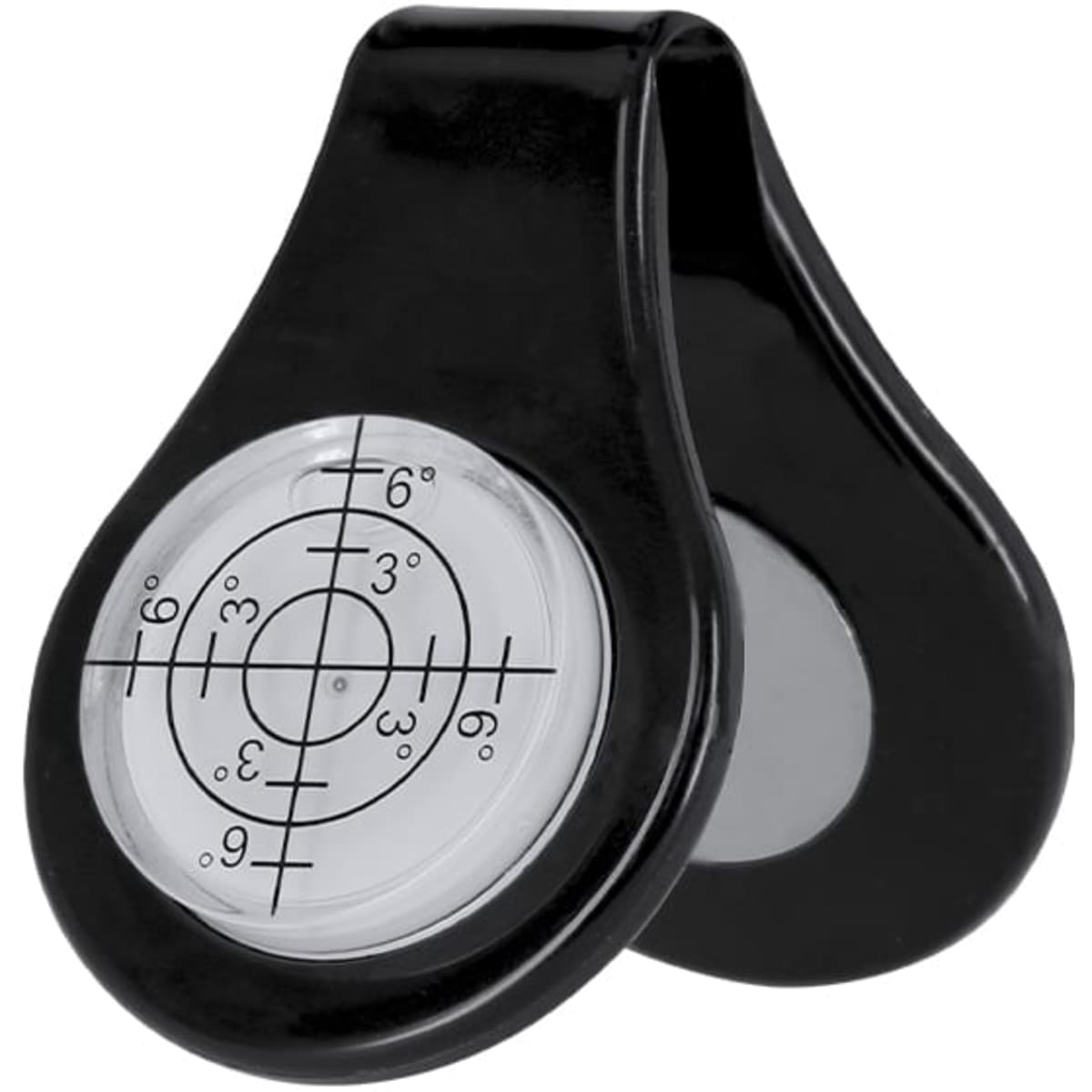 A black Yonzor Ball marker featuring a circular design with a target-like graphic. It has a logo on the surface.