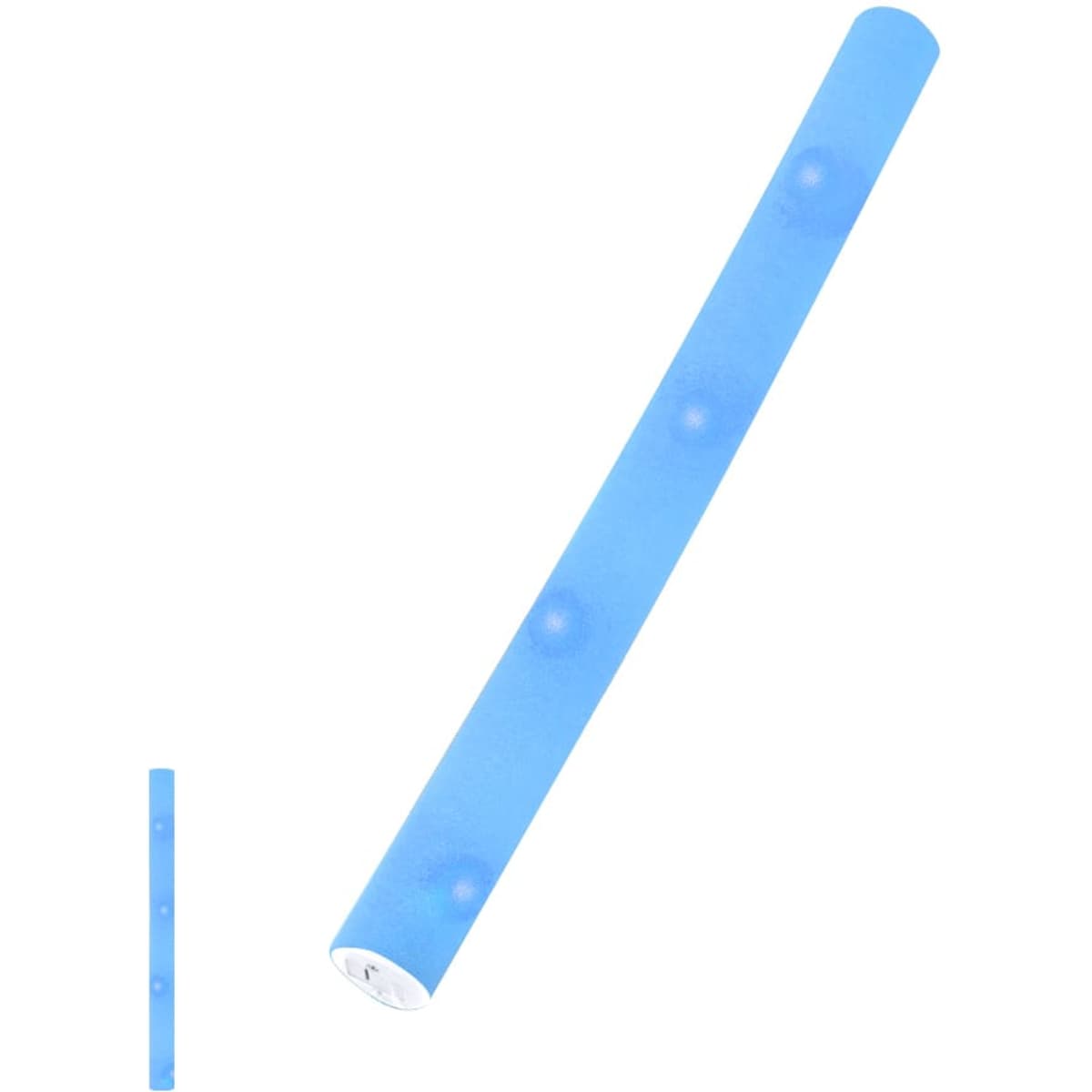 A bright blue novelty drink bottle featuring a smooth design and a logo. Ideal for fun and games.