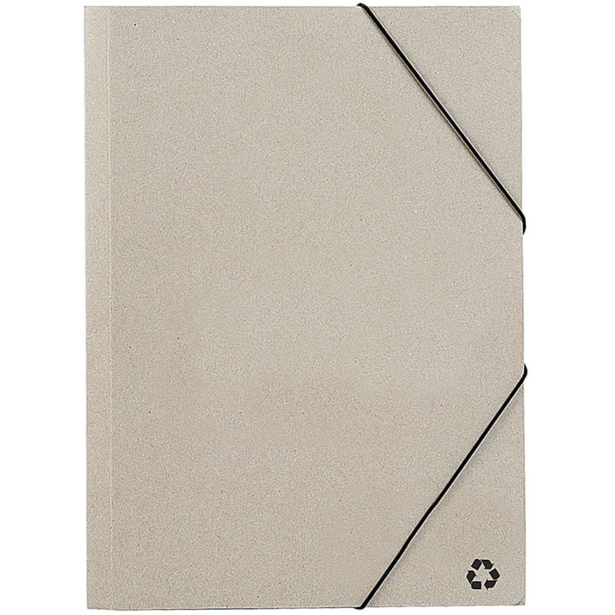 A beige Ecosum Folder with a black elastic closure, featuring a small logo on the bottom corner.