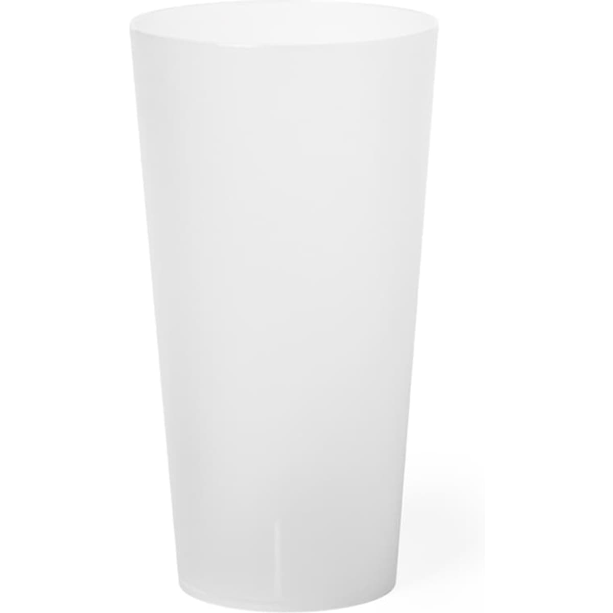 A drink bottle in a frosted white finish, featuring a simple design and a logo on one side.