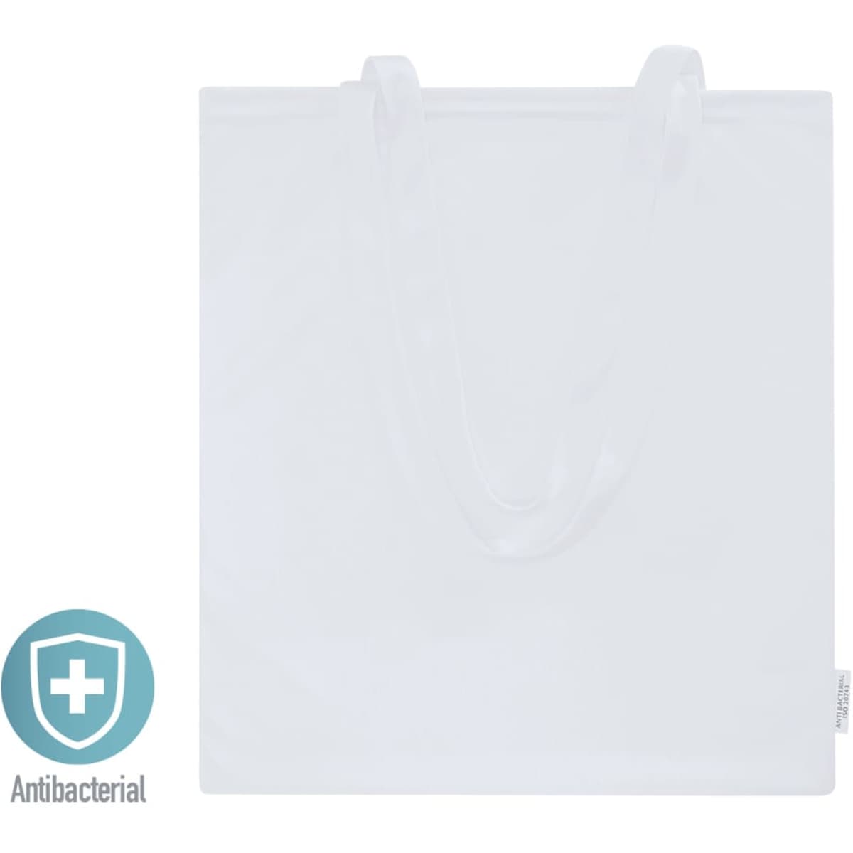 A clear antibacterial tote bag with two handles, designed for everyday use.