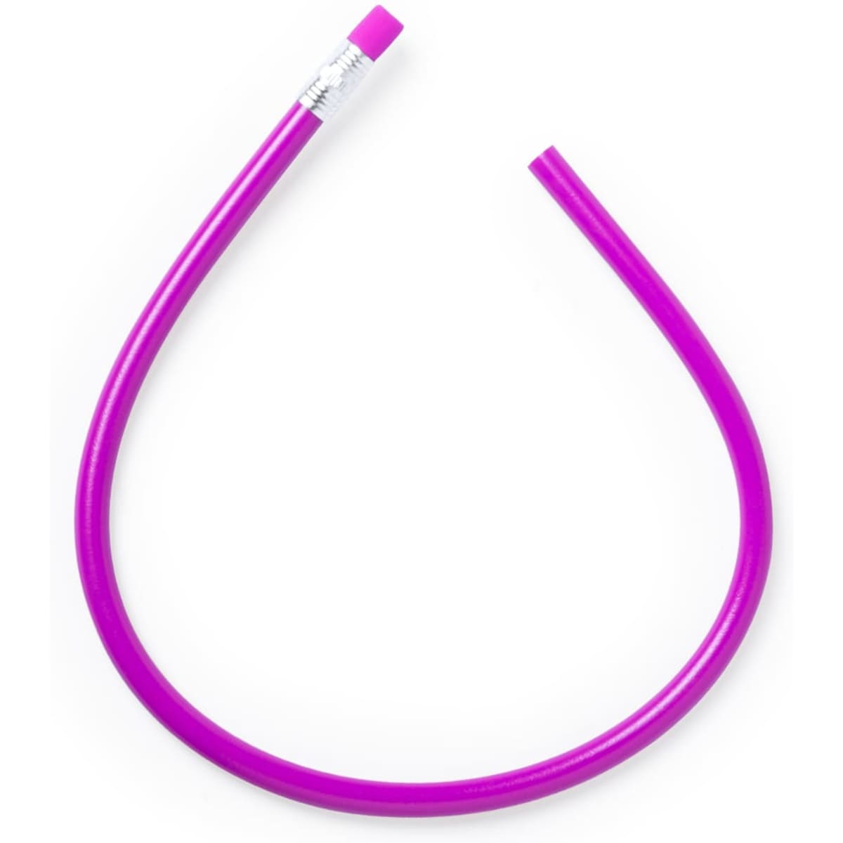 A pink Flexi Pencil with an eraser at one end, featuring a flexible, curved design.