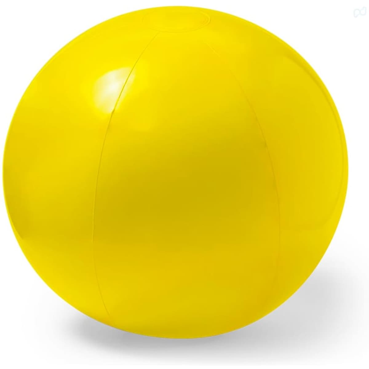 A round, vibrant yellow ball with a smooth surface and a logo. Ideal for leisure and outdoor activities.