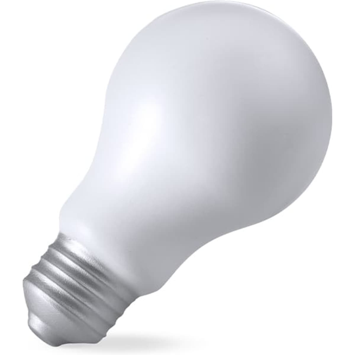A white light bulb with a silver base, designed in a classic bulb shape.