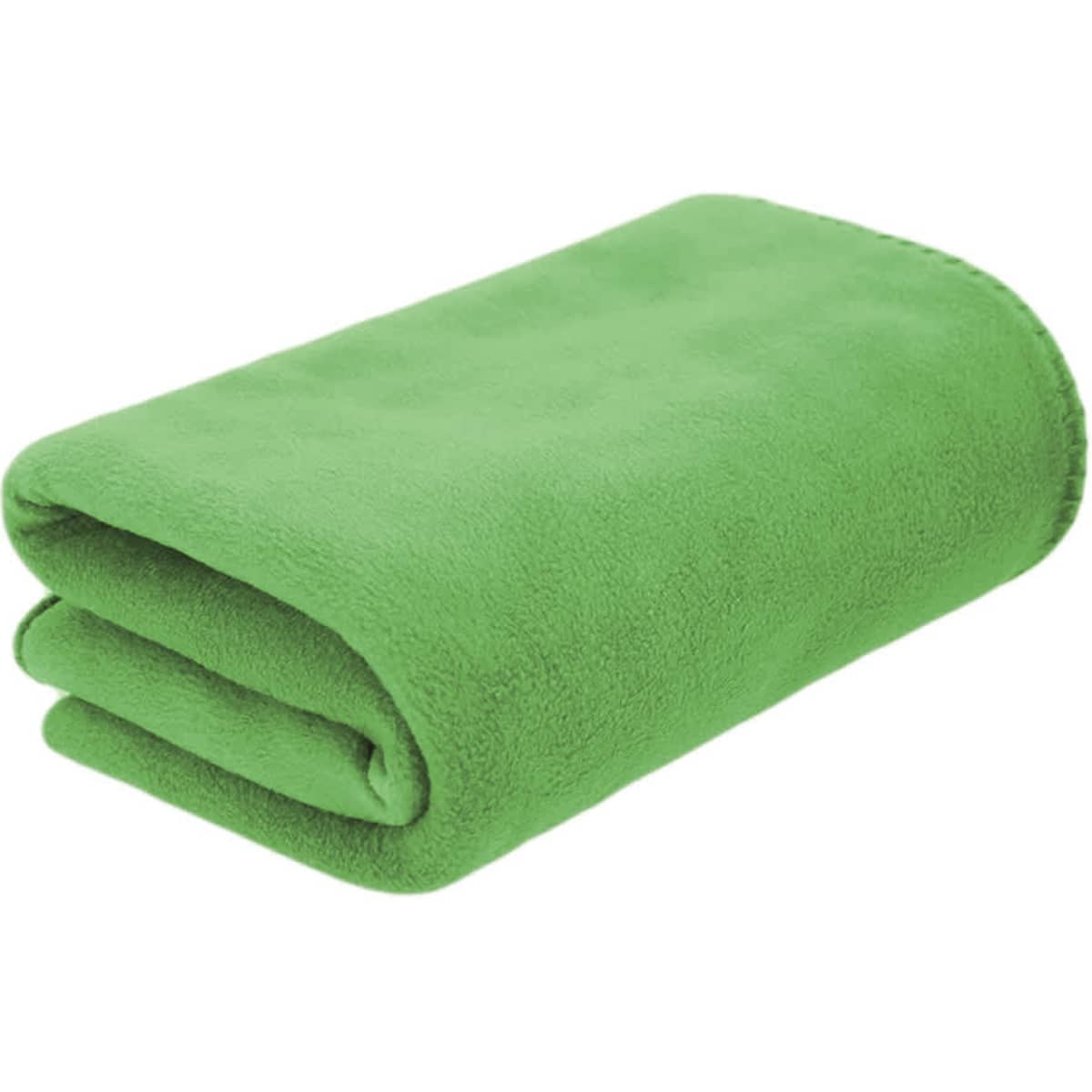 A green Menex blanket, neatly folded, features a soft texture and a smooth finish. It has a subtle logo.