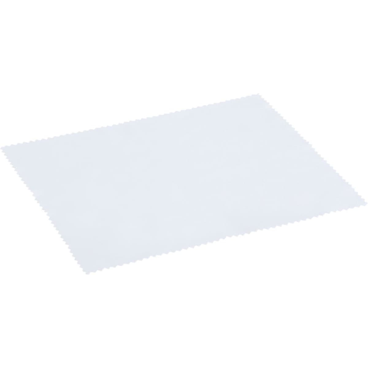 A white cleaning cloth with a subtle texture, ideal for maintaining the cleanliness of screens and surfaces.