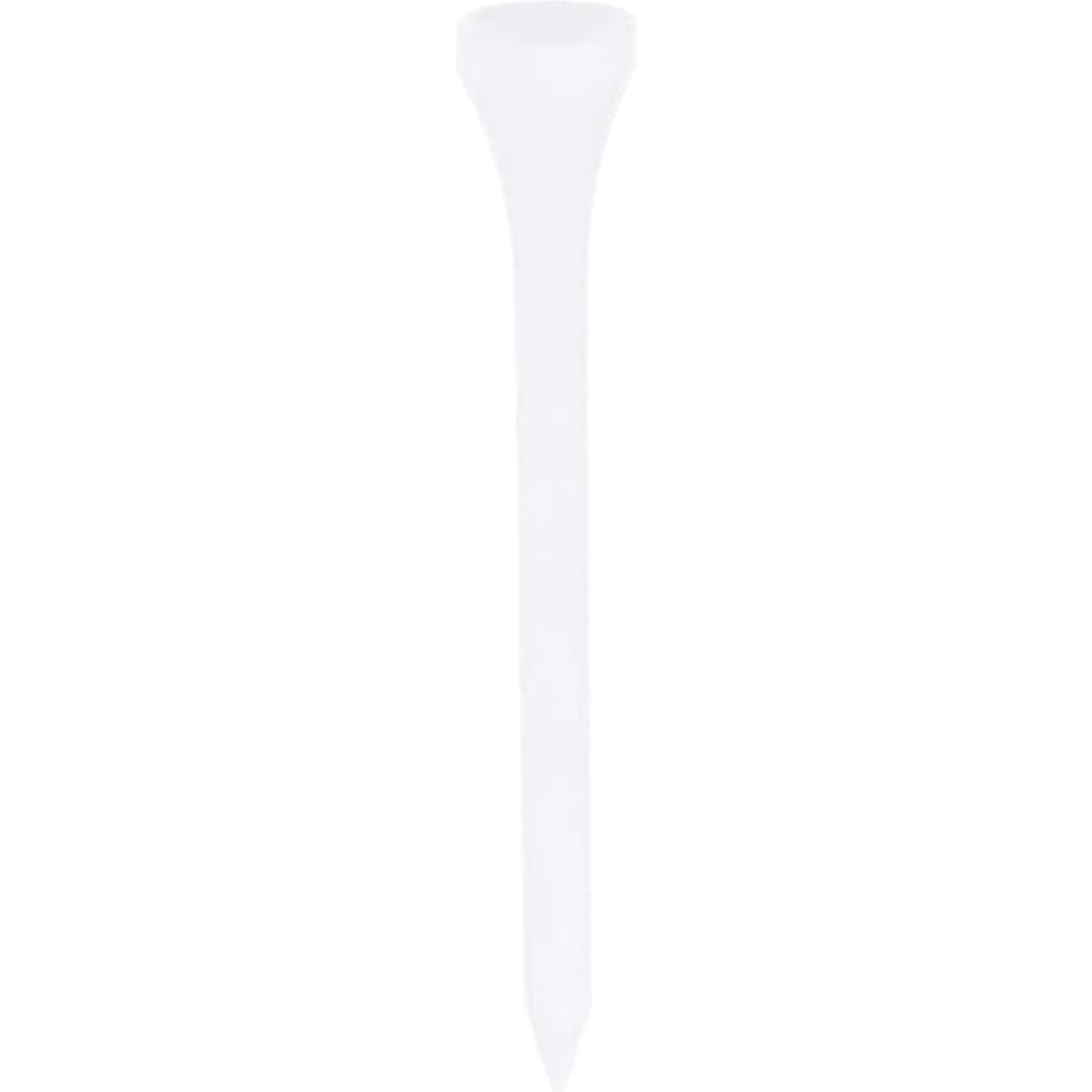 A white golf tee with a wide cup and pointed end, featuring a simple design and no visible branding.
