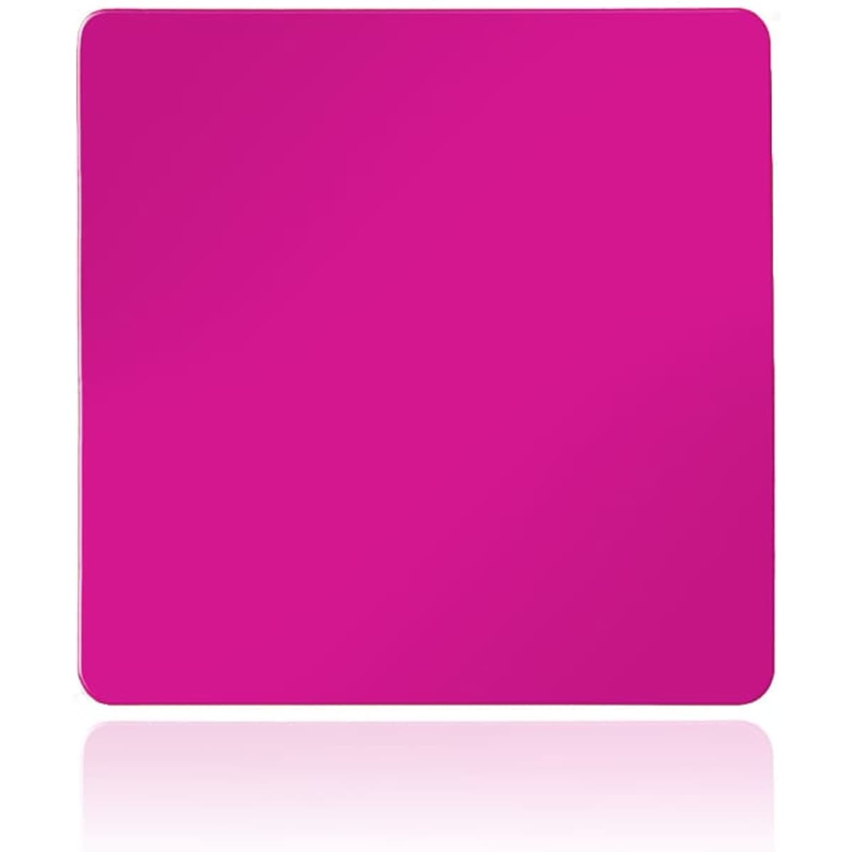 A pink square magnet with a glossy finish, featuring no visible branding or text.