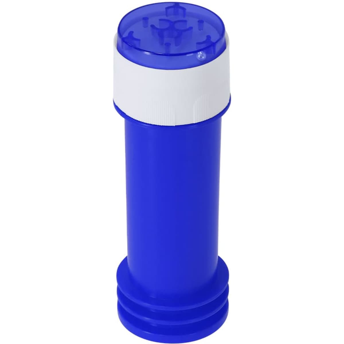 A blue drink bottle with a white cap, featuring a logo on the side. The design is sleek and modern.