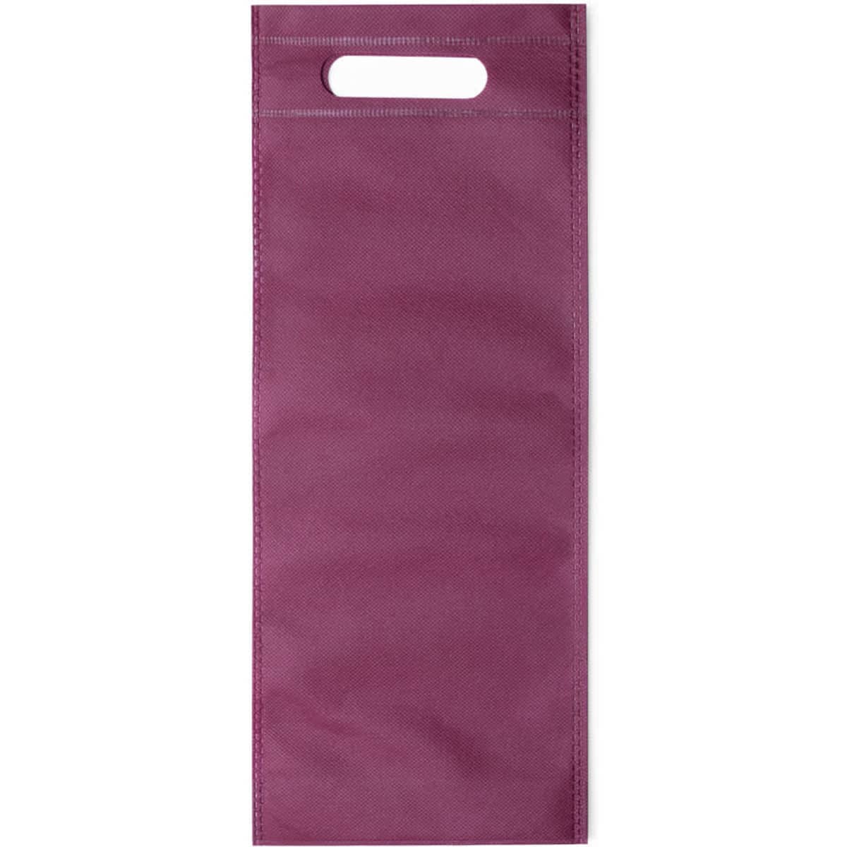 A maroon bag with a handle, featuring a simple design and a logo. Suitable for miscellaneous uses.