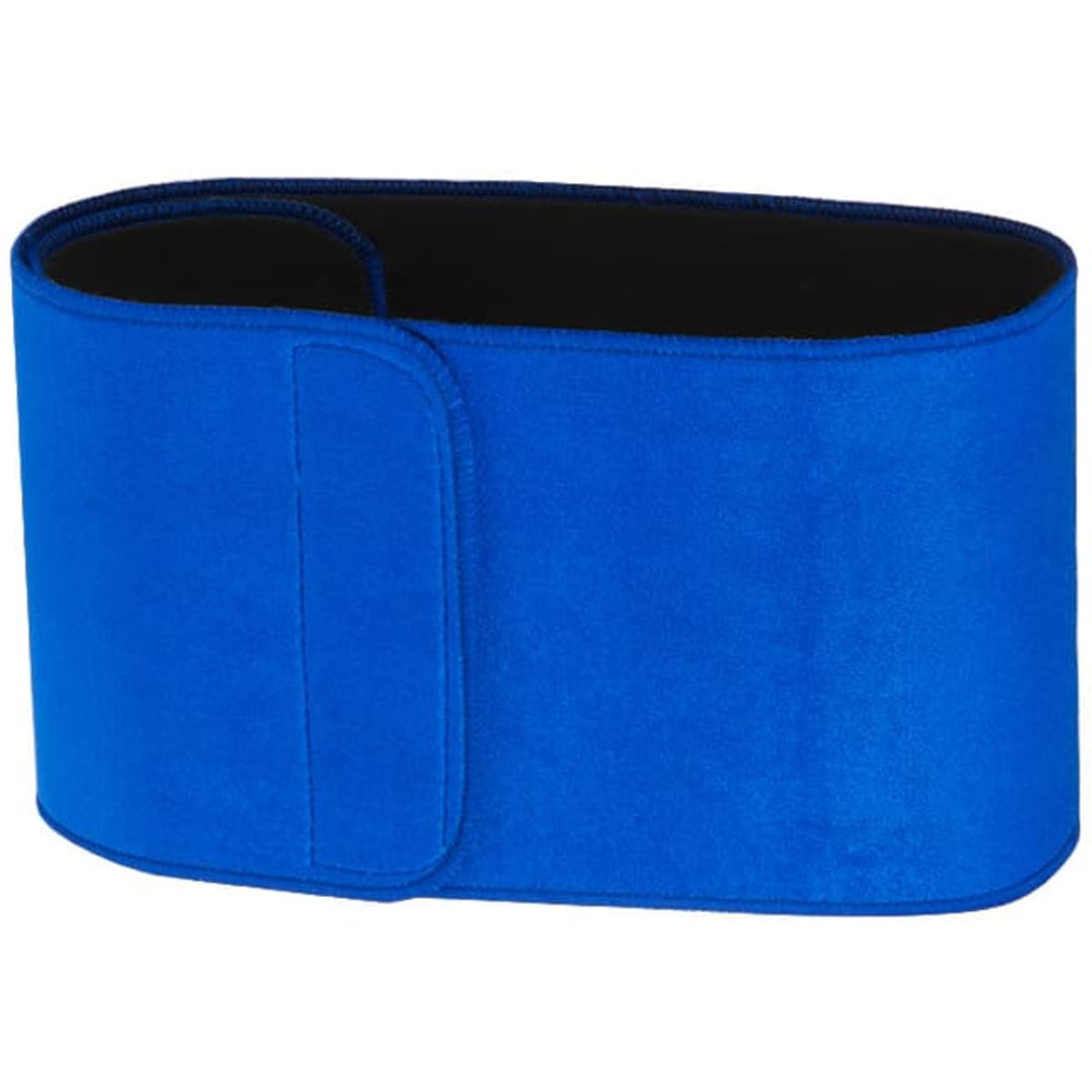A blue belt with a velcro closure, designed for clothing accessories. Features a smooth texture and a simple design.
