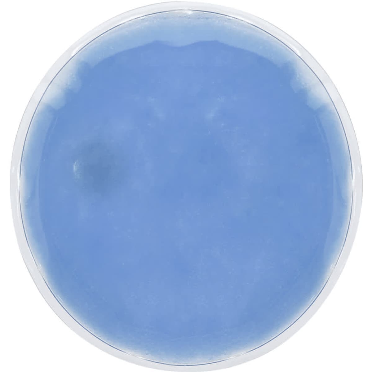 A blue gel contained in a clear circular container, featuring a smooth surface and a subtle sheen.