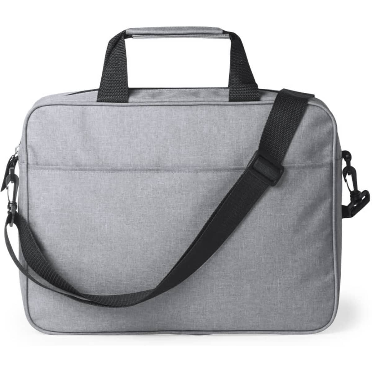 A grey Zestar Bag with dual handles and an adjustable shoulder strap, featuring a logo. Ideal for various carrying needs.