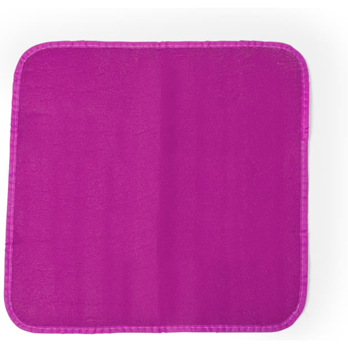 A pink square cloth with a stitched border, designed for leisure and outdoor use. It has a simple, solid design.