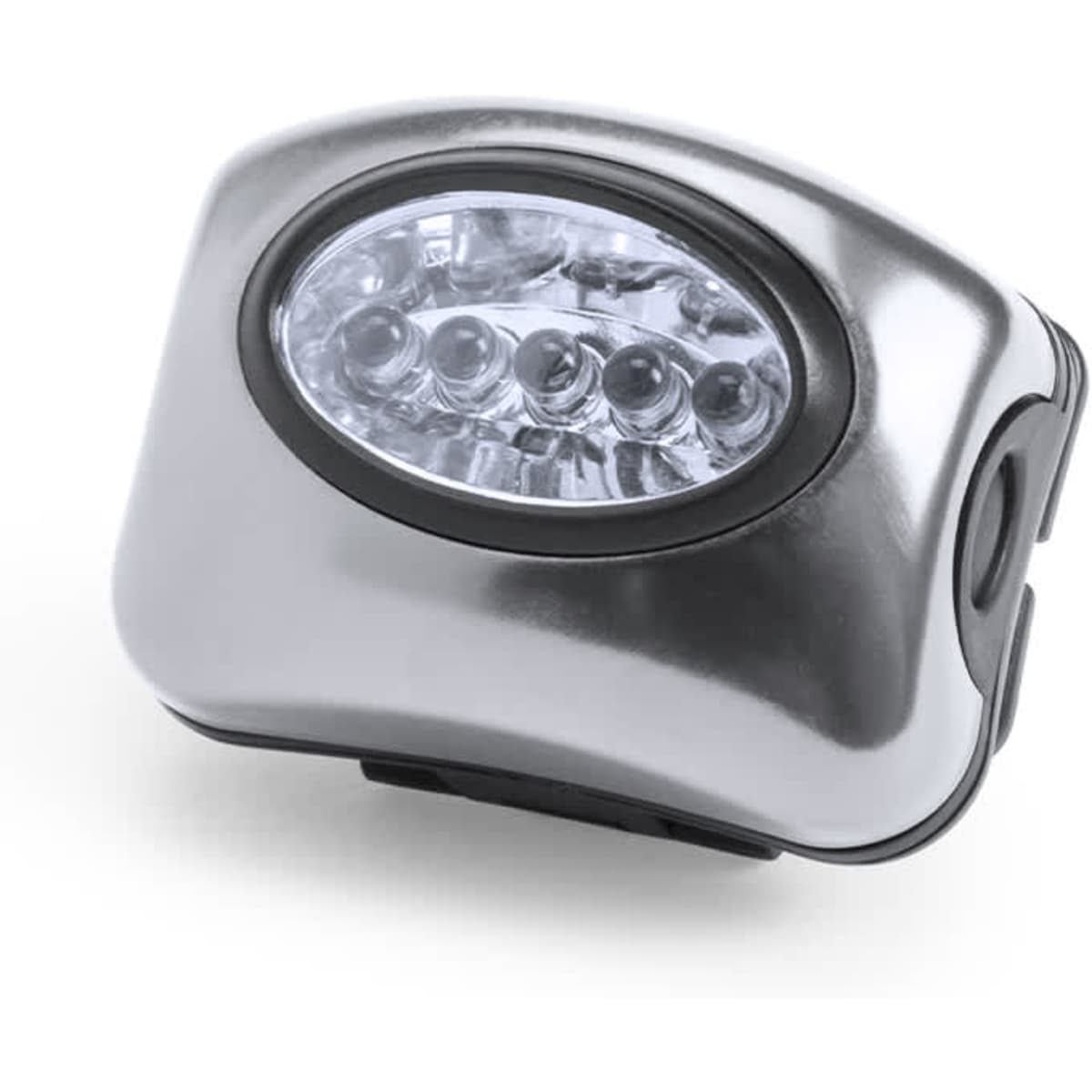 A silver Lokys Torch featuring multiple LED lights, designed as a compact keyring tool.