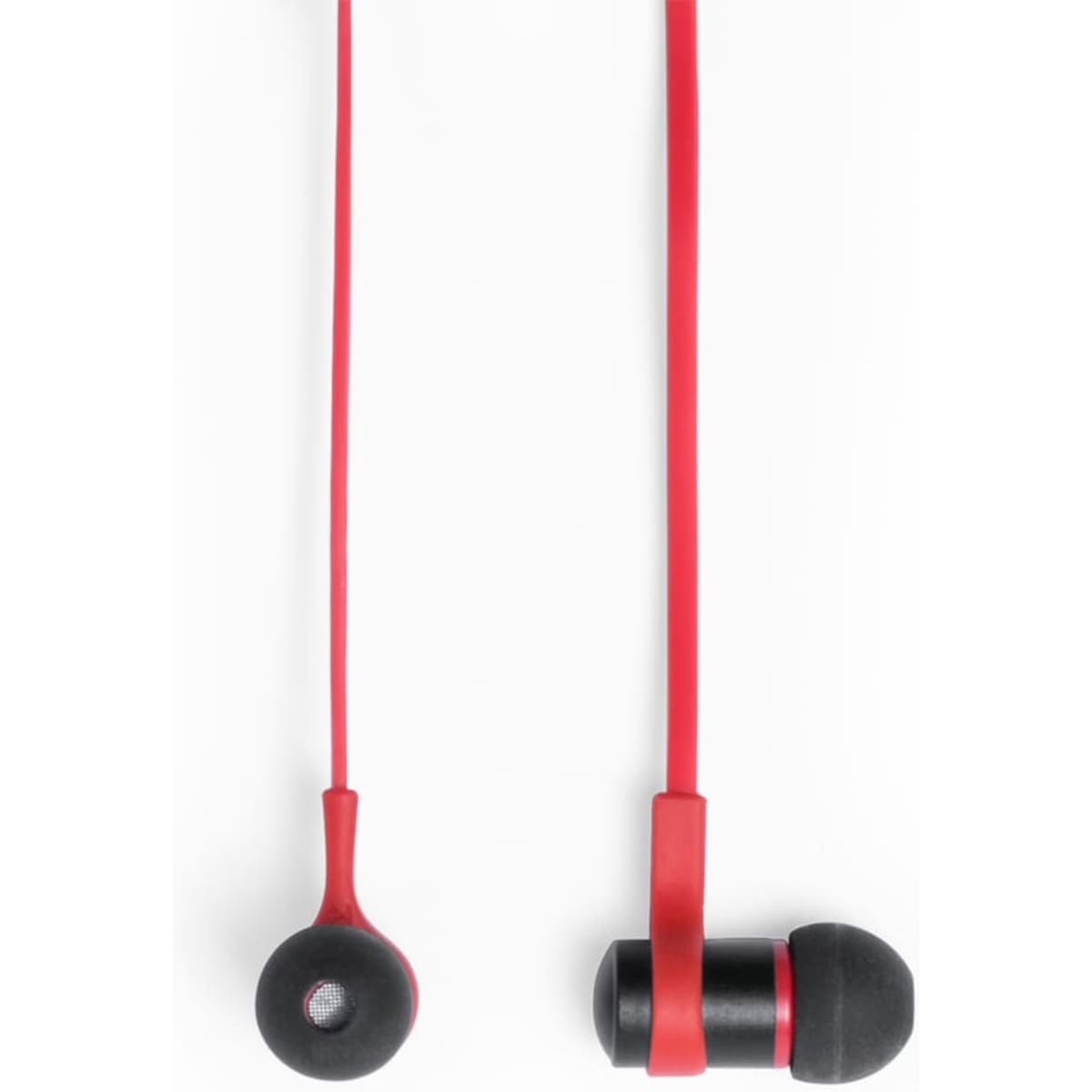 Mayun Earphones with black ear tips and a red cable, featuring a simple design and a logo on the earbud.