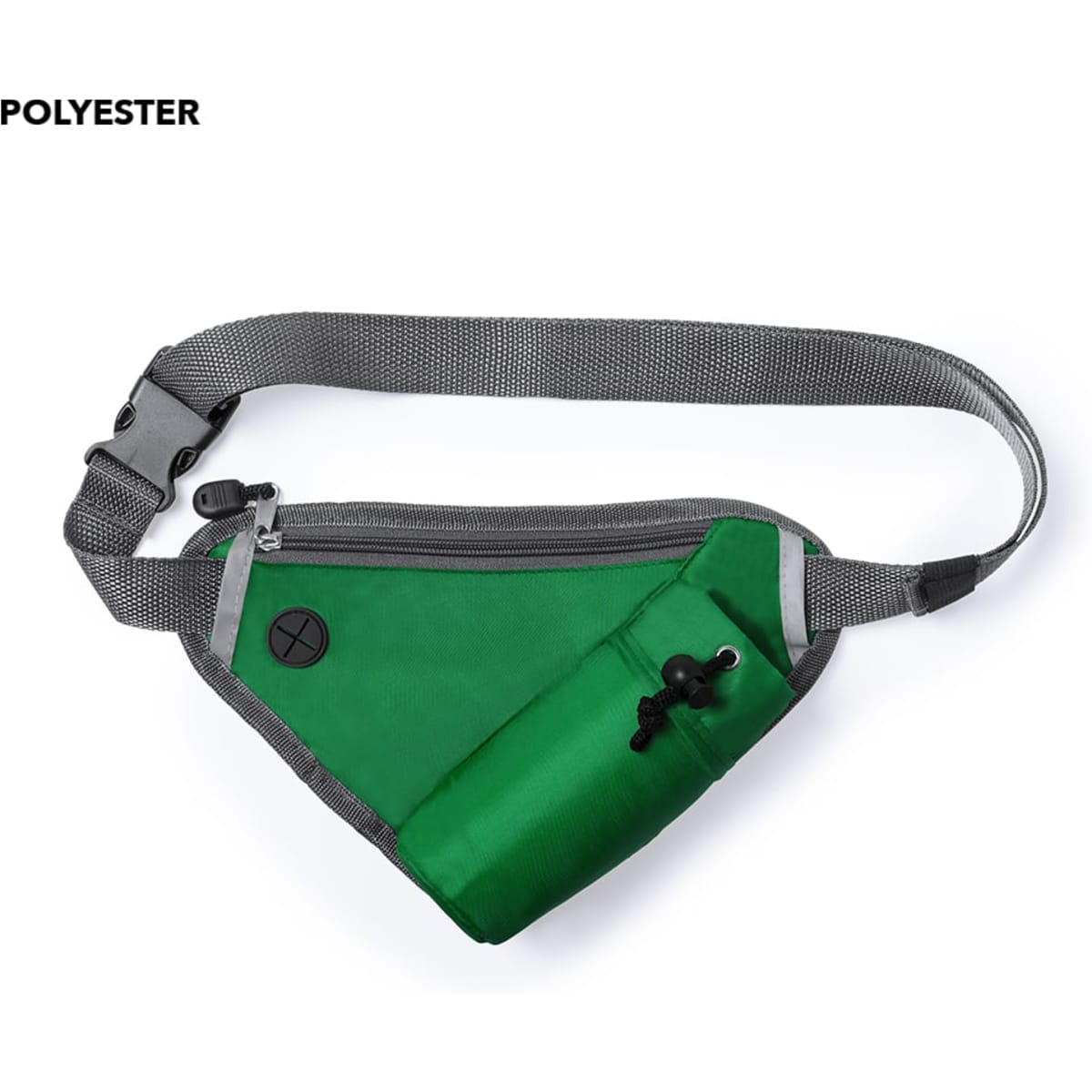 A green Tildak waistbag made from polyester, featuring a zippered pocket and an adjustable strap.