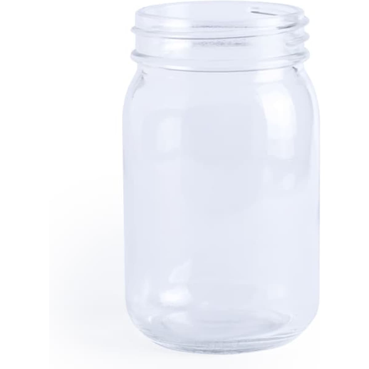 A clear glass jar with a screw-top lid, suitable for various home and living storage needs.