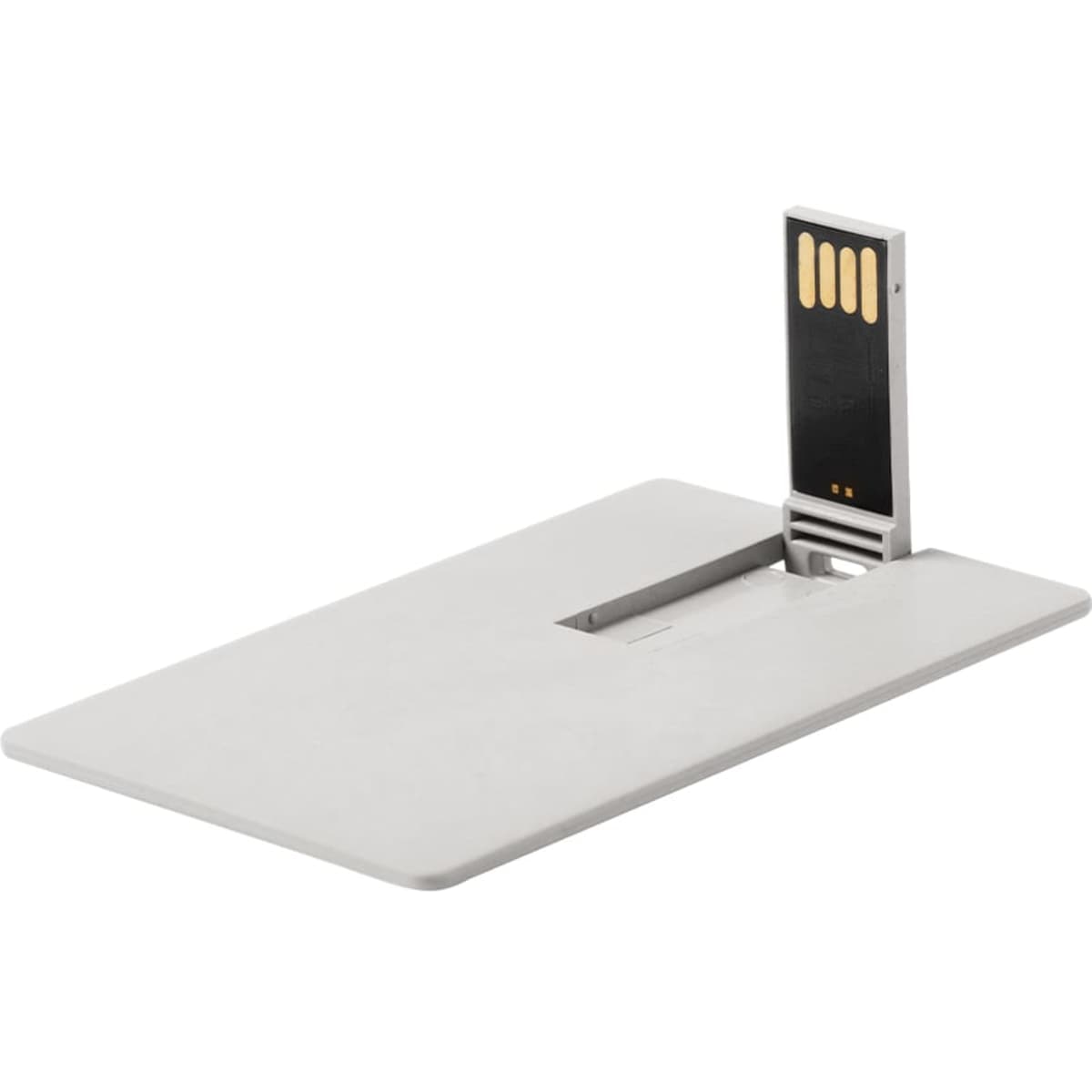 A sleek, silver Glyner 16GB USB drive with a flat design and a retractable connector. It features a logo.