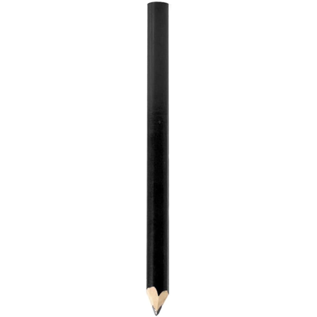 A black carpintero pencil with a sharpened grey lead tip, featuring a logo on the side.