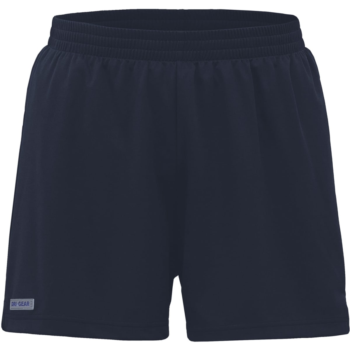 Navy women's sports shorts with an elastic waistband and a logo on the side. Suitable for athletic activities.