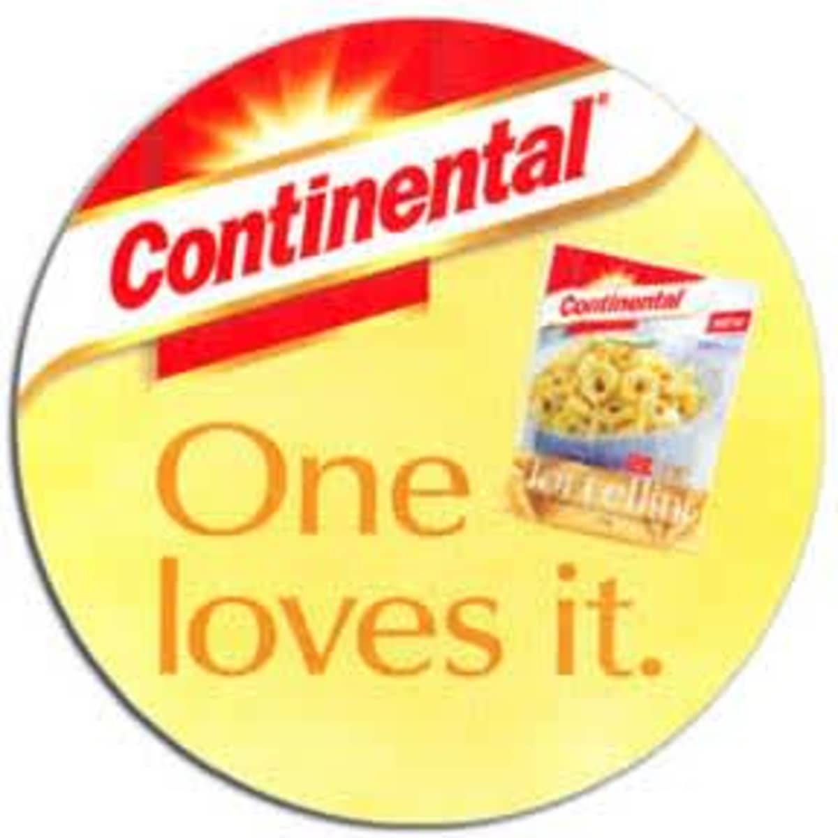 A circular promotional mat featuring a yellow background, with a logo and a food packaging illustration.