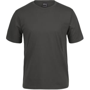 A green T-shirt with a round neck and short sleeves, featuring a small logo on the label.