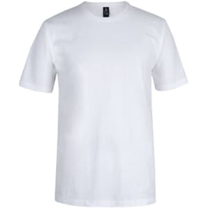 A white unisex T-shirt with short sleeves and a label inside. It has a simple design and is suitable for various occasions.