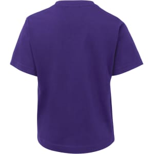 A purple kids' t-shirt with short sleeves and a classic crew neckline. The back features no designs or logos.