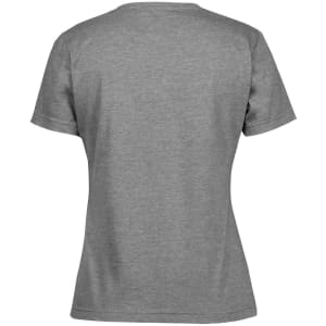 A grey ladies' t-shirt with a classic crew neck and short sleeves. The back is plain with no visible branding.