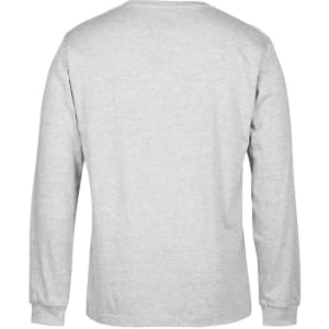 A grey long-sleeve T-shirt featuring a plain back and a subtle logo.