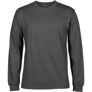 A long-sleeve t-shirt in a dark grey colour, featuring a plain design and a small logo at the neckline.
