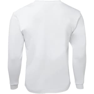 A white long-sleeve T-shirt featuring a smooth, plain back design. The shirt has no visible branding or logos.