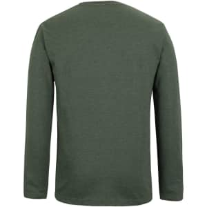 A long-sleeved T-shirt in olive green with a plain back and no visible branding.