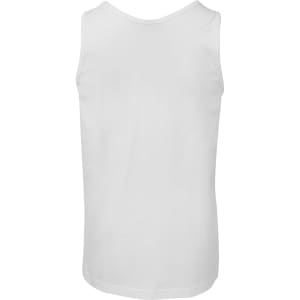 A plain white singlet with a simple design, featuring no visible branding. The back is smooth and unadorned.