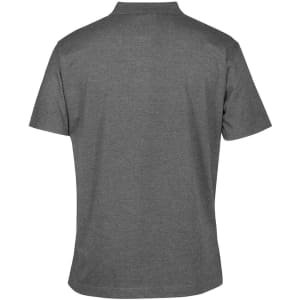 A grey polo shirt with a classic collar and a logo on the back. Suitable for casual or smart-casual wear.