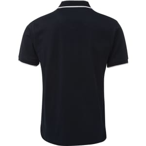A navy polo shirt with a classic design featuring a contrasting collar and a logo.