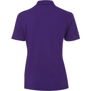 A purple polo shirt featuring a classic collar and short sleeves. The back view showcases a minimalist design.