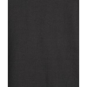 A black polo shirt made from popcorn cotton fabric, featuring a logo on the design.