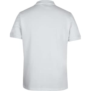 A light grey polo shirt with a collar and short sleeves, featuring a logo on the back.